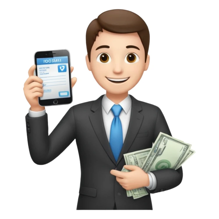 Happy CEO investing money to a hospital sticker