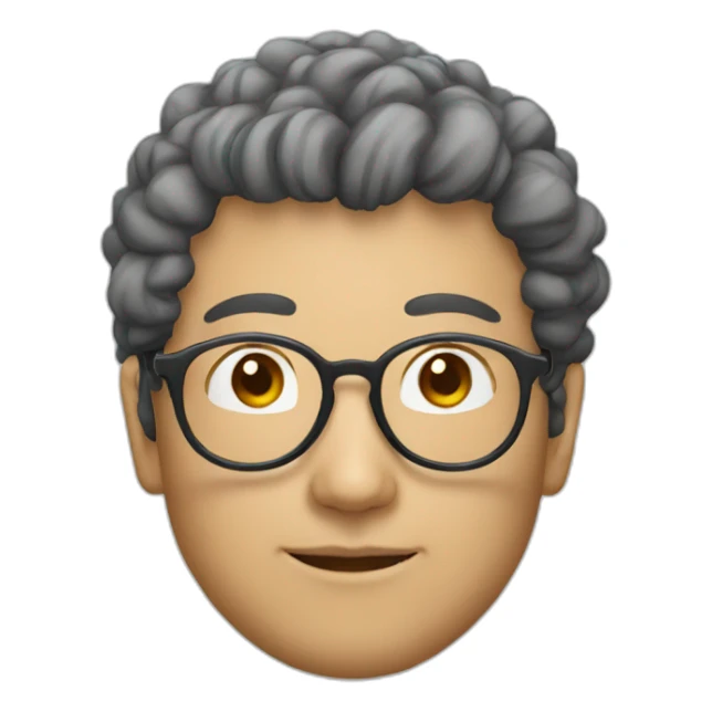 Japanese man with natural perm, round glasses. glasses sticker
