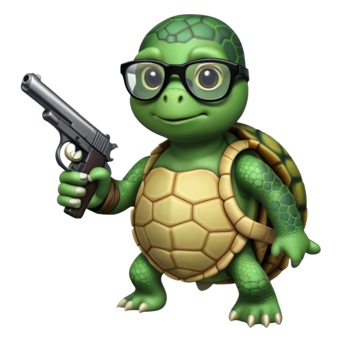 Turtle With A "Thug Life" Glasses And The Turtle Is Pointing A Pistol sticker