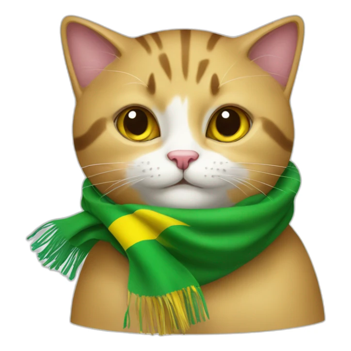 Stray-cat-wearing-scarf-with-brazilian-flag sticker