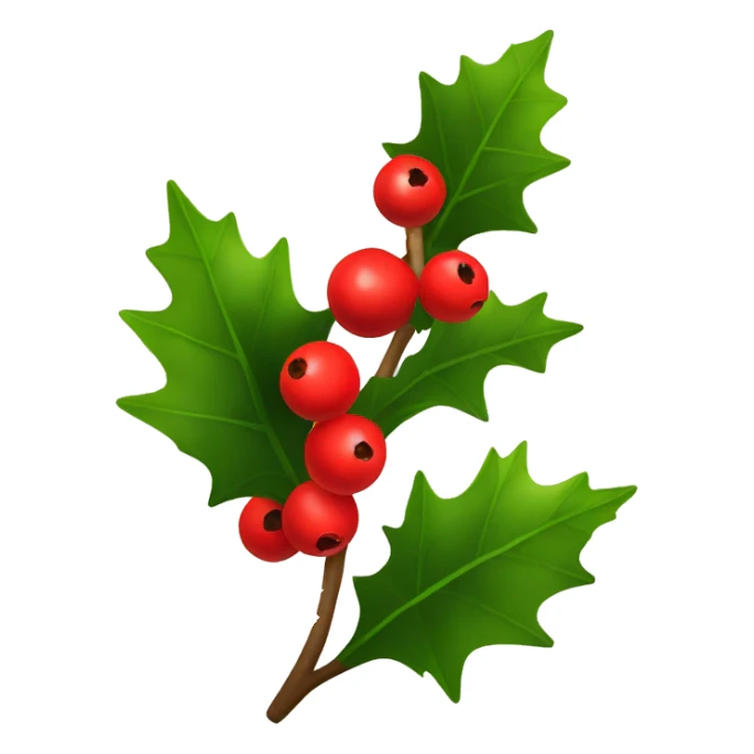 A small sprig of holly with bright red berries sticker