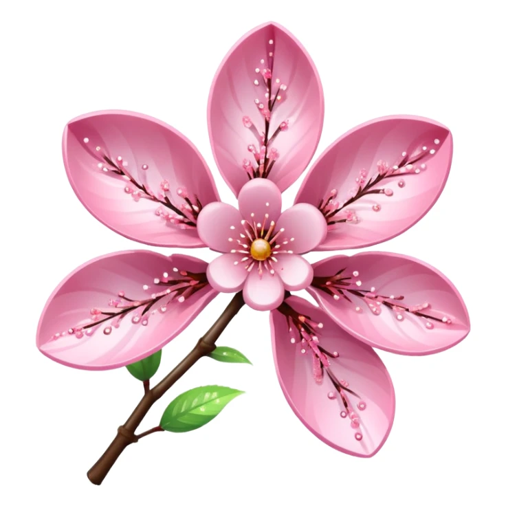 Stylized pink glitter cherry blossom flower (sakura) sticker