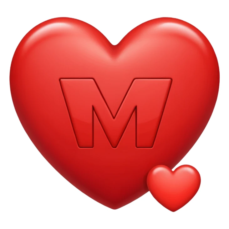 the letters M + V, in a heart  sticker