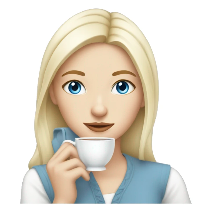 Blue eyed white Girl sipping tea sticker
