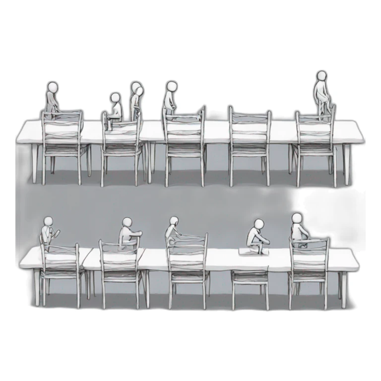xkcd figures waiting for compile standing on chairs fencing sticker