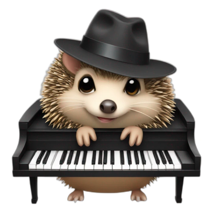 Hedgehog wearing a fedora and black sunglasses, playing piano sticker