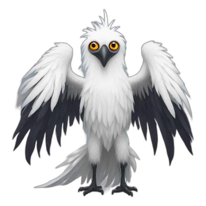 Tall slender snow tall monster with vulture face in long white feathers sticker