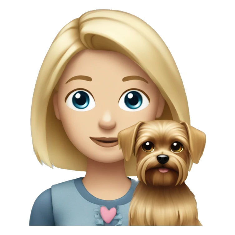 Blonde girl blue eyes with her pet yorkshire terrier sticker
