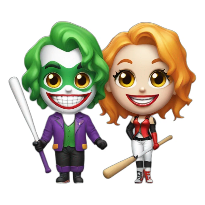 Joker and Harley Quinn with gum and baseball bat sticker