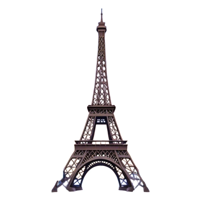 Cinematic Realistic Eiffel Tower Landmark Emoji, featuring the iron lattice structure illuminated against a twilight Parisian sky sticker