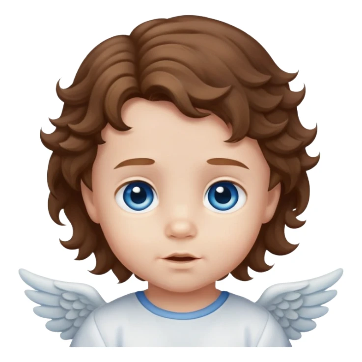  Baby boy angel with brown wavy hair blue eyes sticker