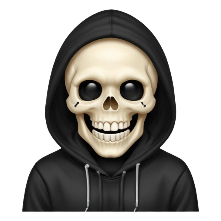 Laughing skull in a hoodie sticker