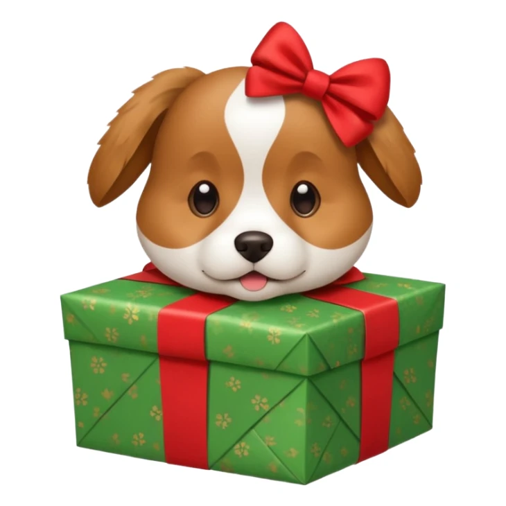 Dog in wrapped paper new yaer  sticker
