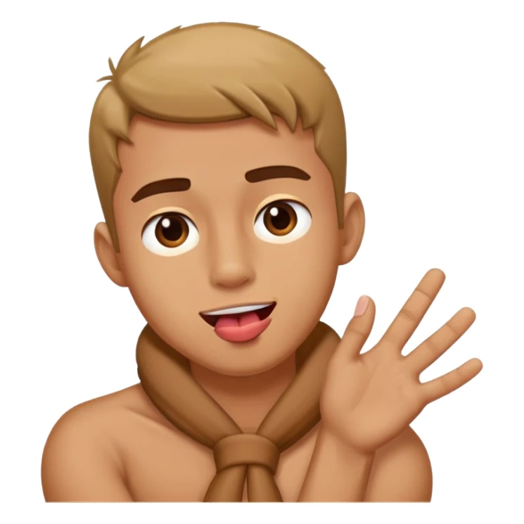 guy crossing arms holding neck sticking tongue out sticker