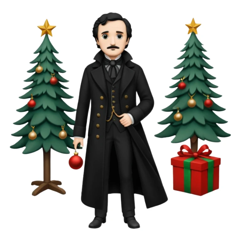 edgar allan poe at christmas full body sticker