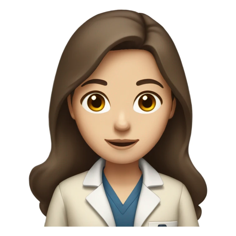 beige lab coat cute brunette with long brown hair and brown eyes  sticker