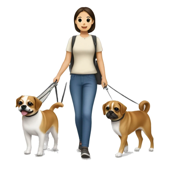 Mid 30s filipina walking two pugaliers on leash sticker