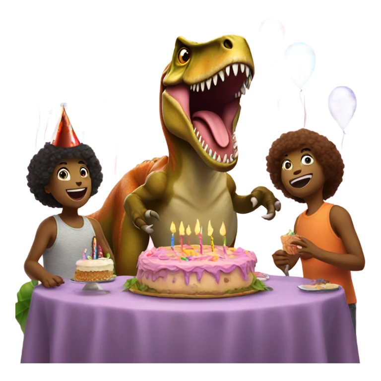 A T. rex celebrating their birthday with friends sticker