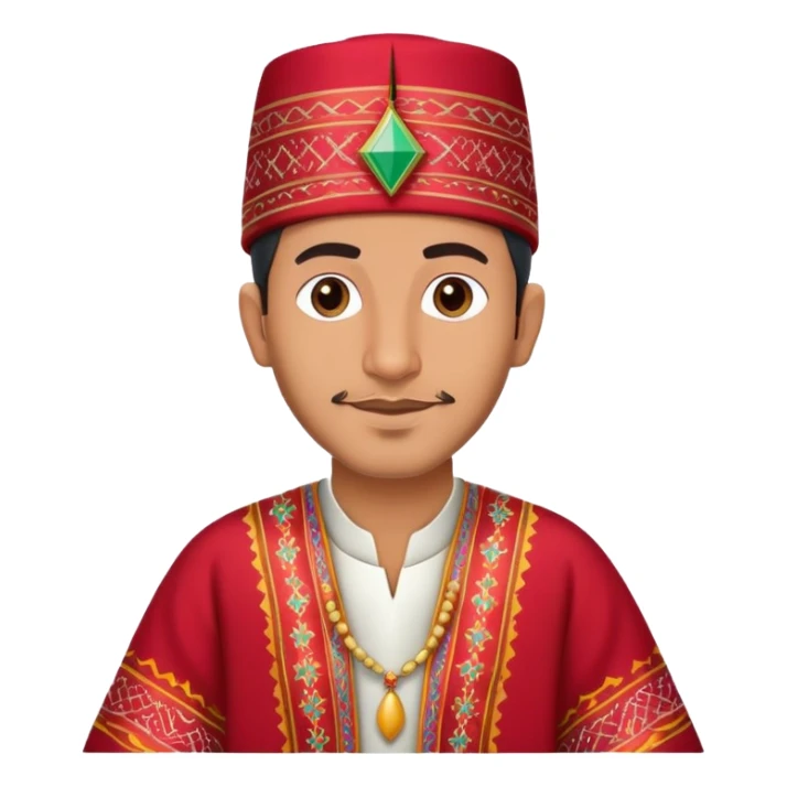 A Moroccan man wearing traditional clothing, fez hat, colorful caftan sticker