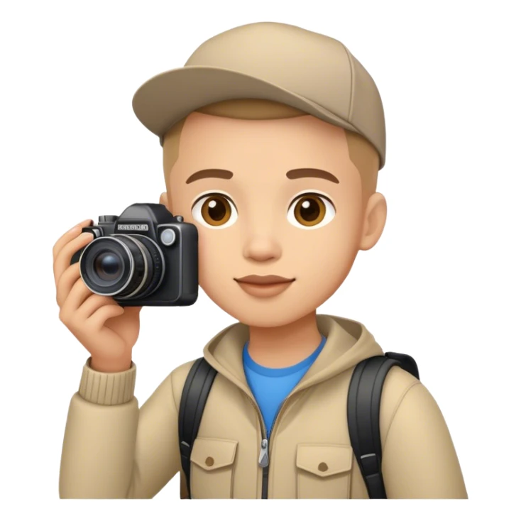 young tourist tak a picture sticker
