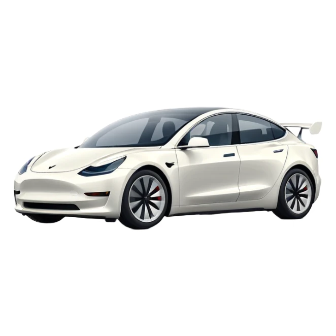 Tesla model 3 white. Icon. In a hurry  sticker