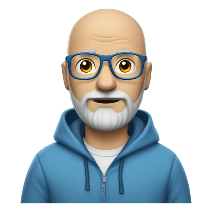 bald man in Blue hoodie 1 days  grey beard with Glases sticker