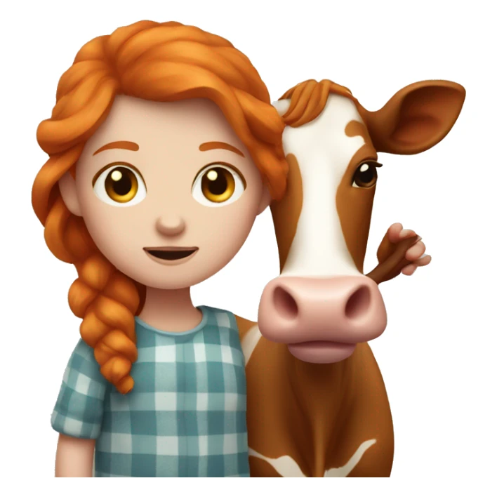 Ginger girl with a cow  sticker