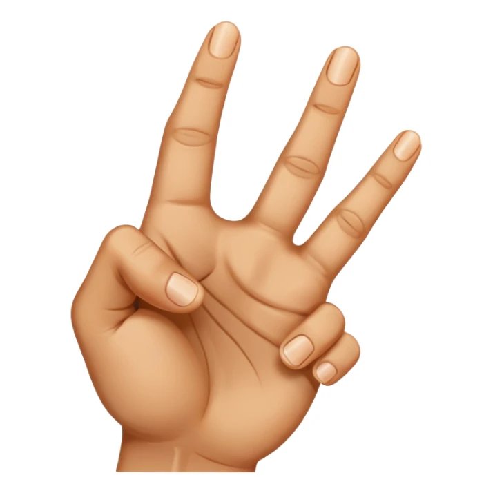 A hand with three fingers up index finger and middle finger and thumb  sticker