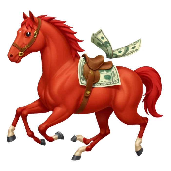 red horse agressive running money on on the saddle sticker