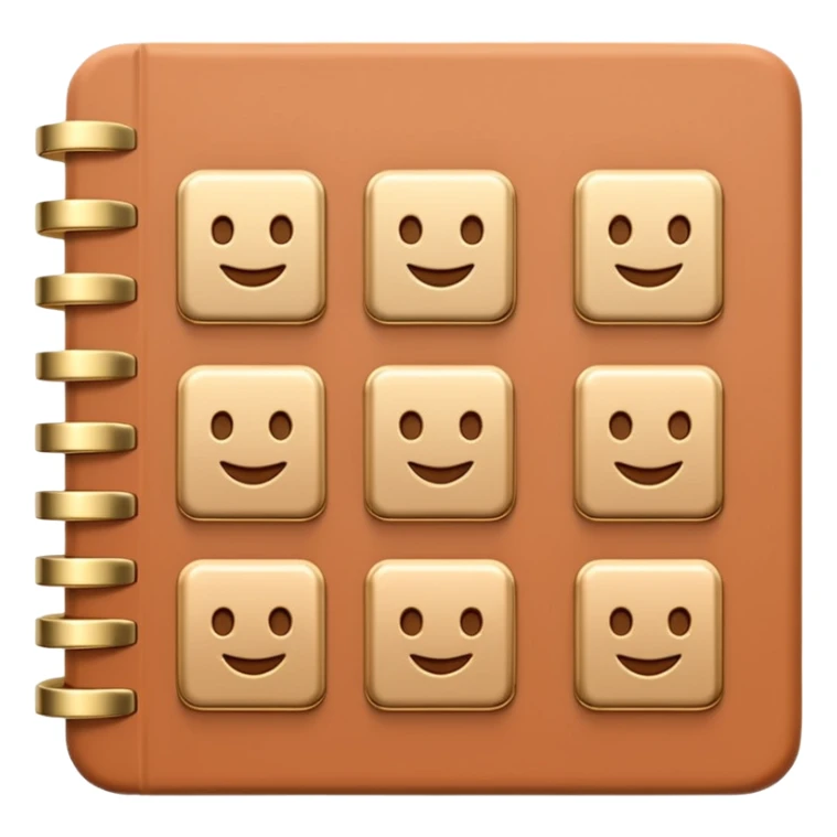 modern elegant planner with checkmarks emoji, 3D style, soft terracotta, beige or pink and gold, clean design sticker