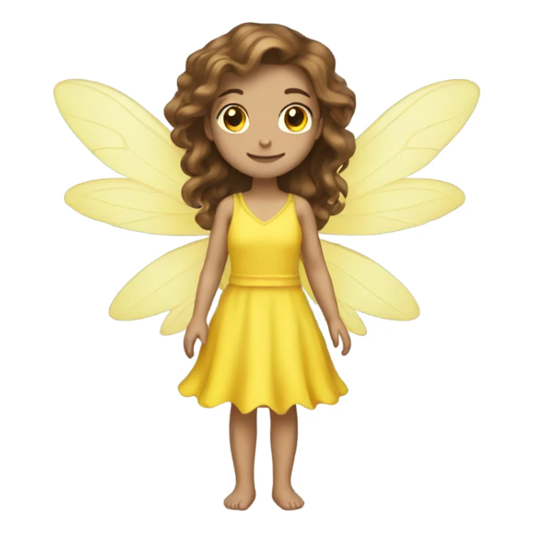 Yellow dress Caucasian brown haired fairy  sticker