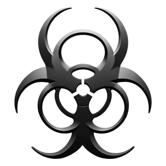 black and white biohazard symbol  sticker