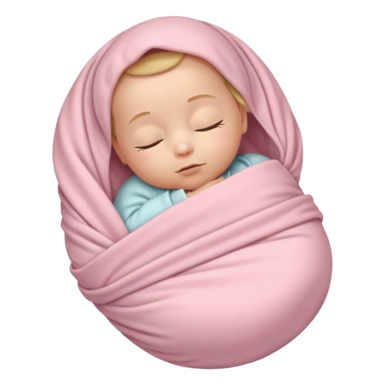 One fully swaddled sleeping baby wrapped in a light pink blanket sticker