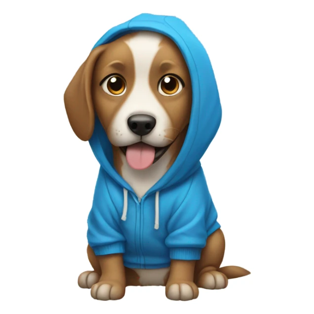 Dog wearing a blue hoodie sticker