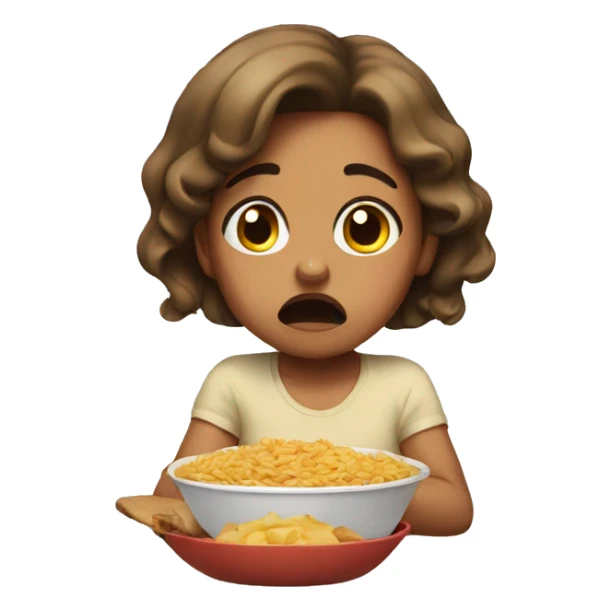 girl crying over food sticker