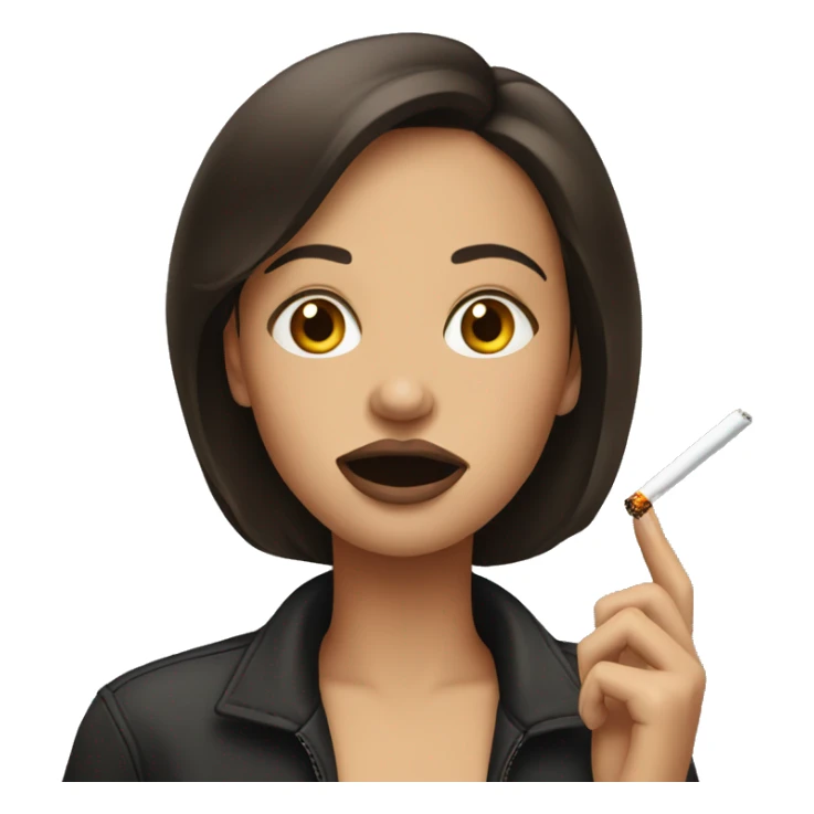 a brunette girl with a cigarette in her mouth sticker