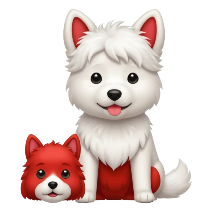 White dog and red dog together  sticker