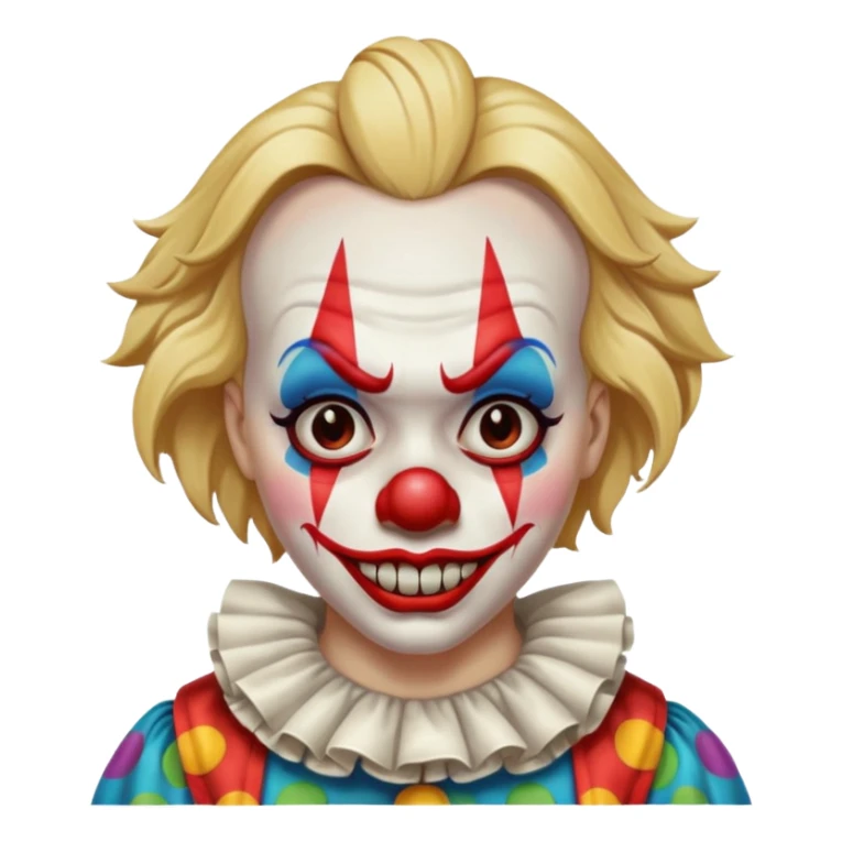 Creepy clown with dirty blonde hair sticker