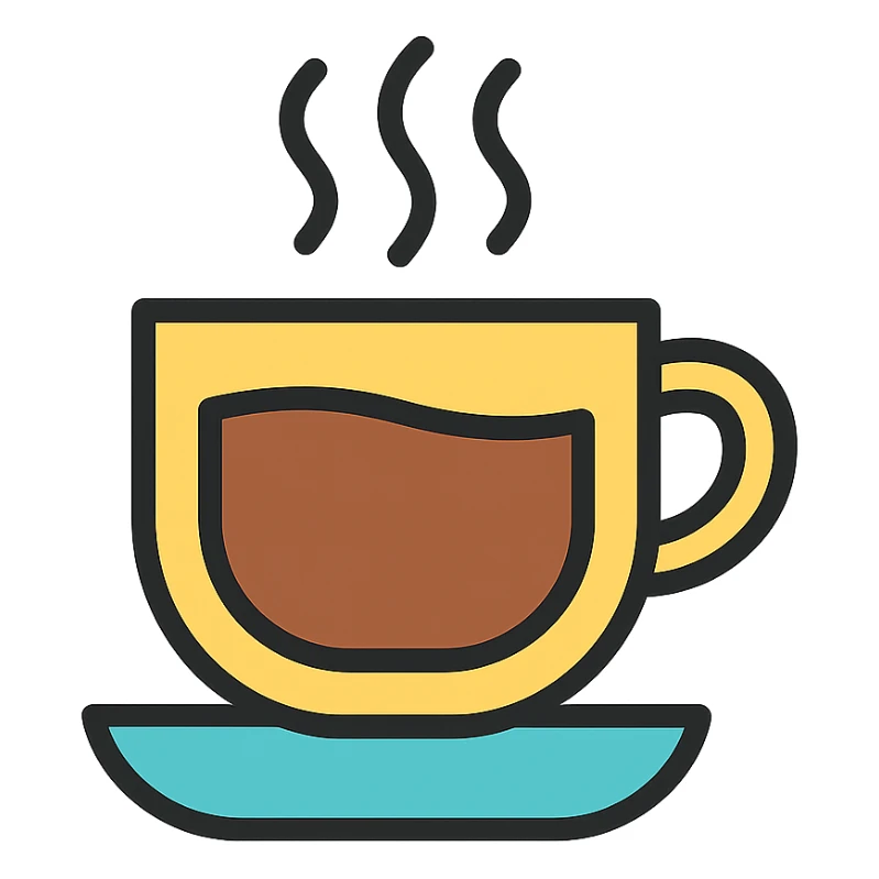 coffee cup, color outline icon style sticker