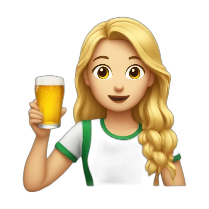 girl drinking beer and eating pizza sticker