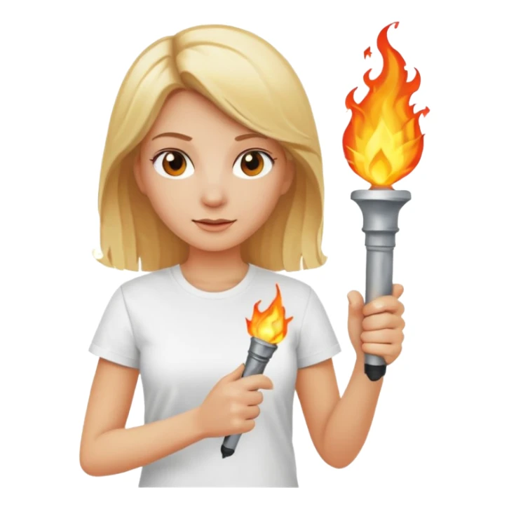 white tshirt blonde woman The torchbearer sticker