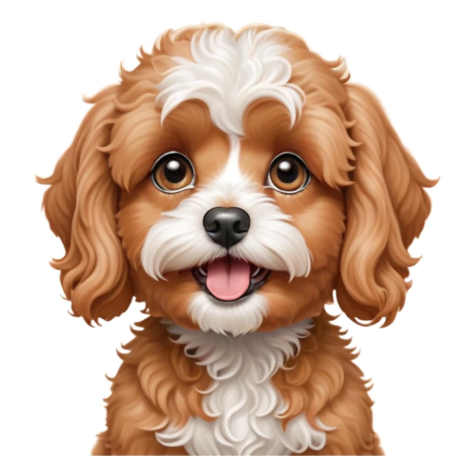 Cinematic Comical Apricot Cavoodle Portrait Emoji, Head tilted dramatically with an exaggeratedly shocked or offended expression, featuring a soft, curly apricot coat with charming white patches, wide, expressive brown eyes filled with exaggerated disbelief, Simplified yet hilariously expressive features, highly detailed, glowing with a slightly sassy glow, high shine, dramatic yet playful, stylized with an air of attitude, bright and endearing, soft glowing outline, capturing the essence of a sassy and over-the-top companion, so meme-worthy it feels like it could side-eye its way into internet fame instantly! sticker