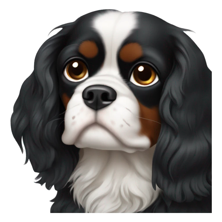 Completely black Cavalier King Charles spaniel. No brown fur and no white fur sticker