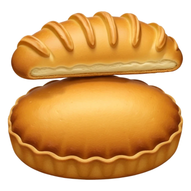 A madeleine pastry. Oval shaped. With scalloped single edge. sticker
