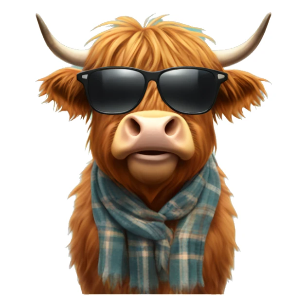 Highland cow wearing sunglasses sticker