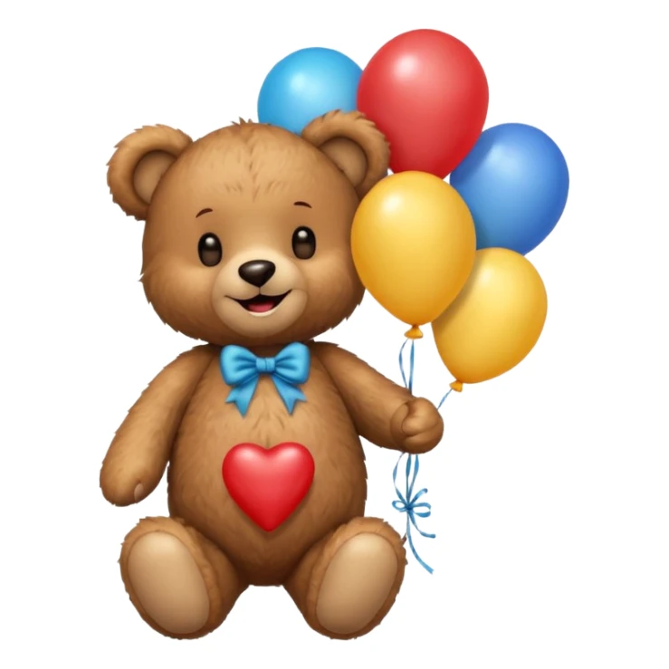 teddy bear holding balloons, birthday, cute, fluffy sticker