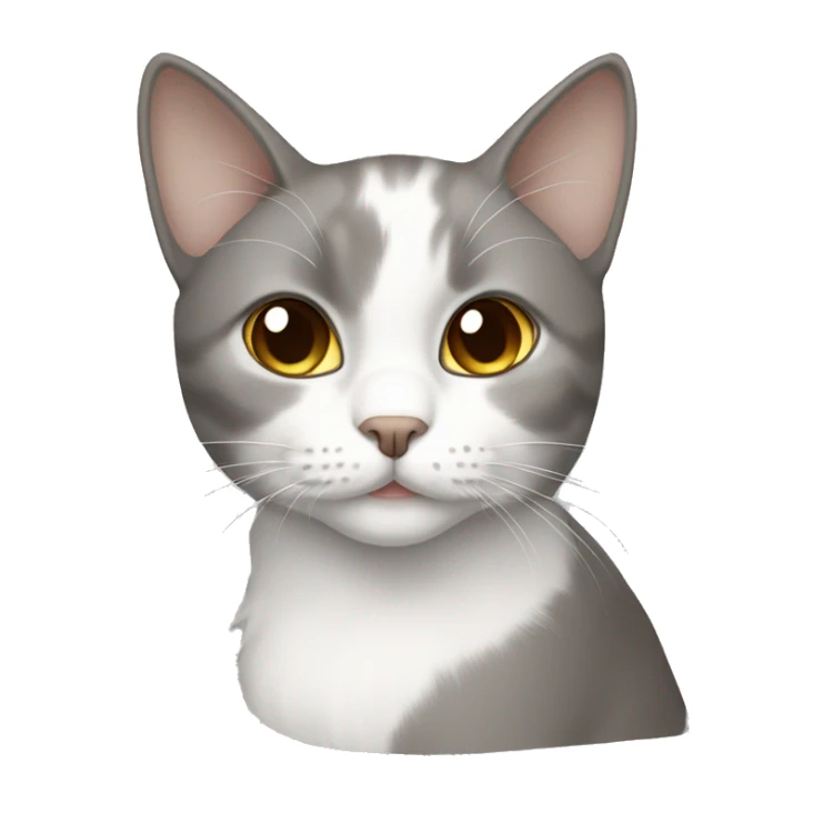 White gray cat with white girl brown hair sticker