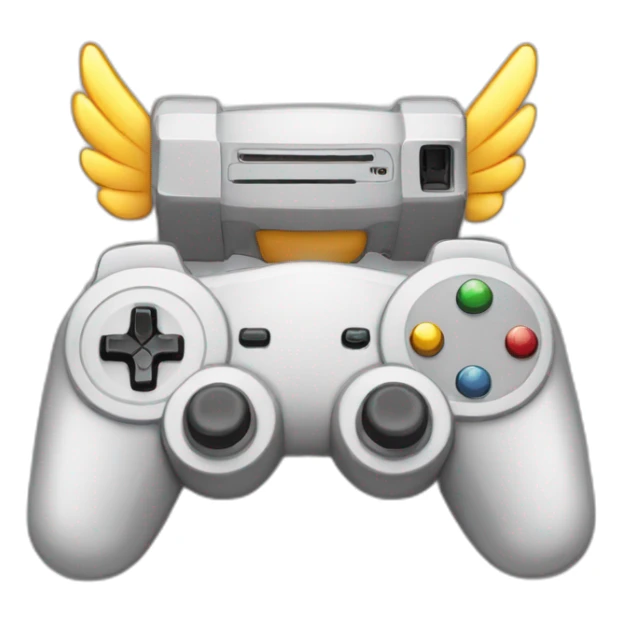 Design an emoji of a gaming console with wings to symbolize exploration and adventure! sticker