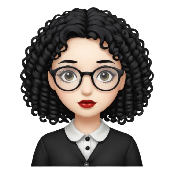 curly gothic girl with glasses sticker