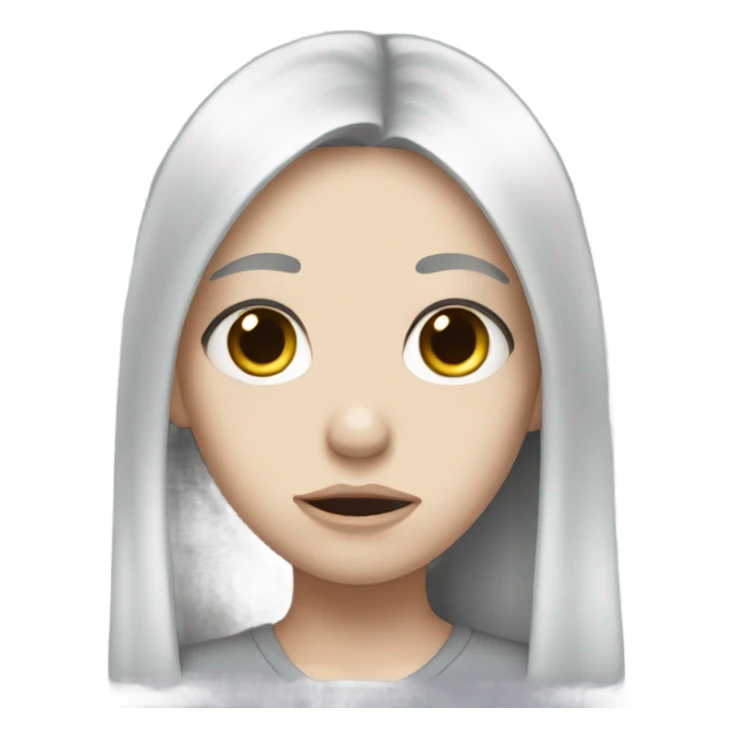 Pale girl with long black hair sad sticker